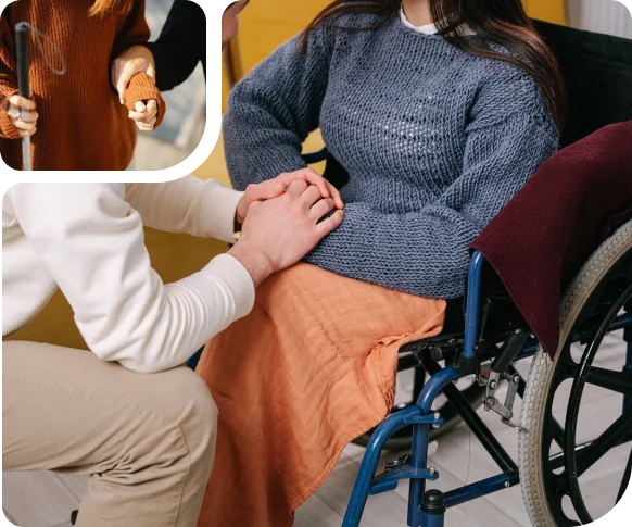 Support worker assisting a participant using a wheelchair